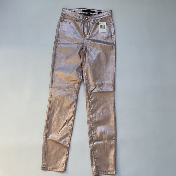 Guess Women’s 1981 High Rise Skinny Jeans Foil Gold Metallic Size 25 - Picture 2 of 8